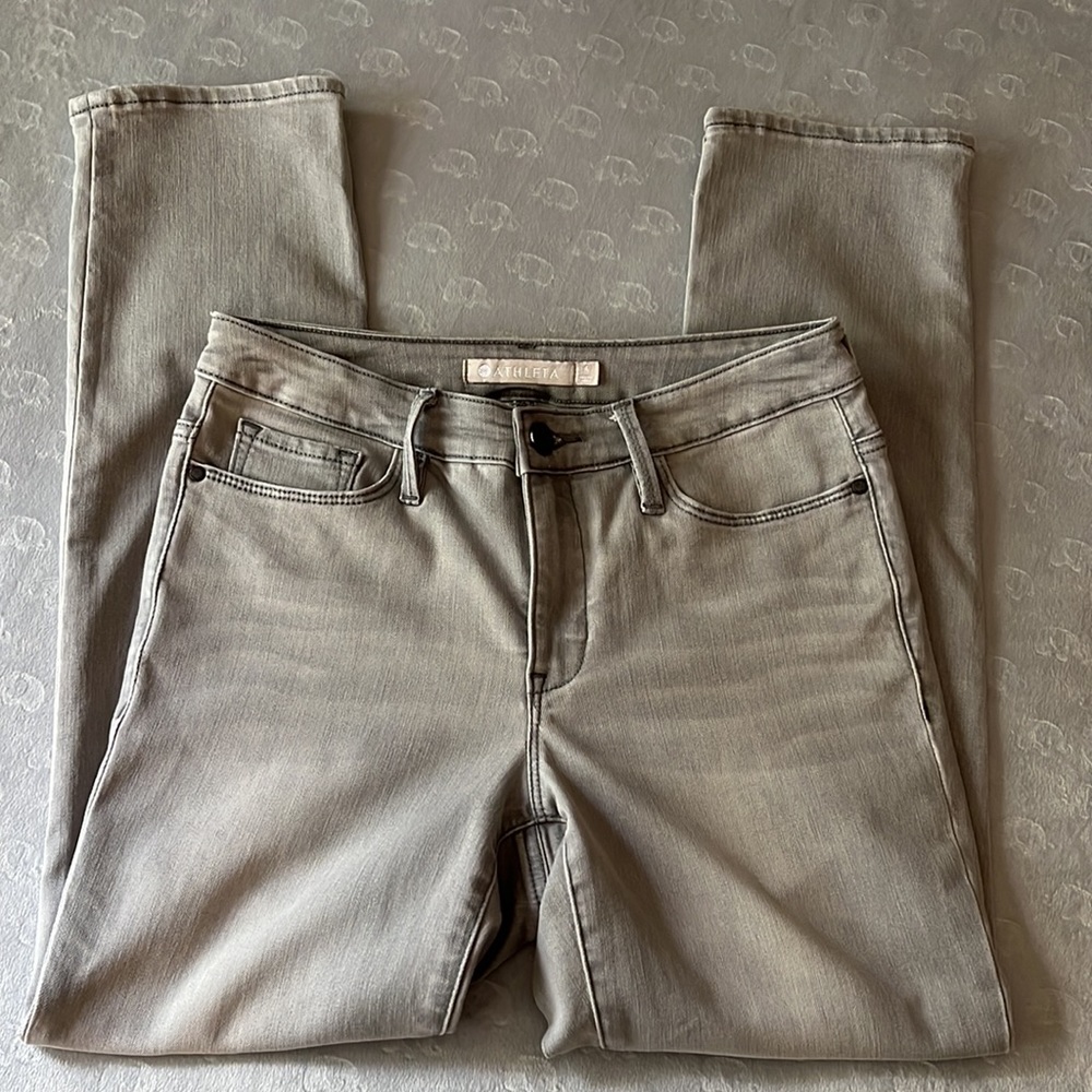 Athleta Sculptek Skinny Crop Ankle Light Gray‎ Wash Size 4